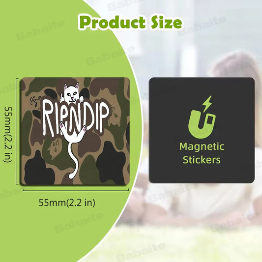 Cat R-Ripndips Fridge Photo Fridge Magnet Square Stickers Personalize Home Decor Souvenirs Gift