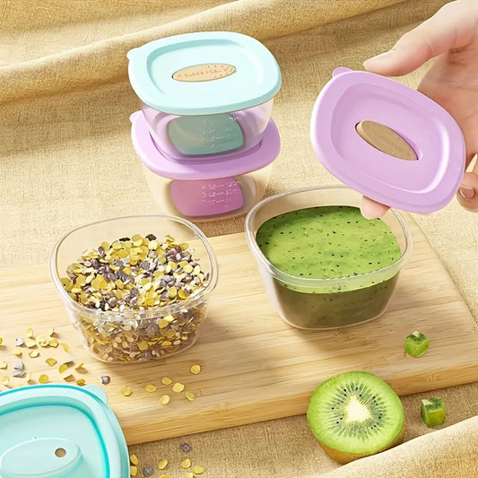 4Pcs Square Reusable Baby Food Sealing Container with Lid, Perfect for Kitchen Storage and Storage & Sealed of Baby Food