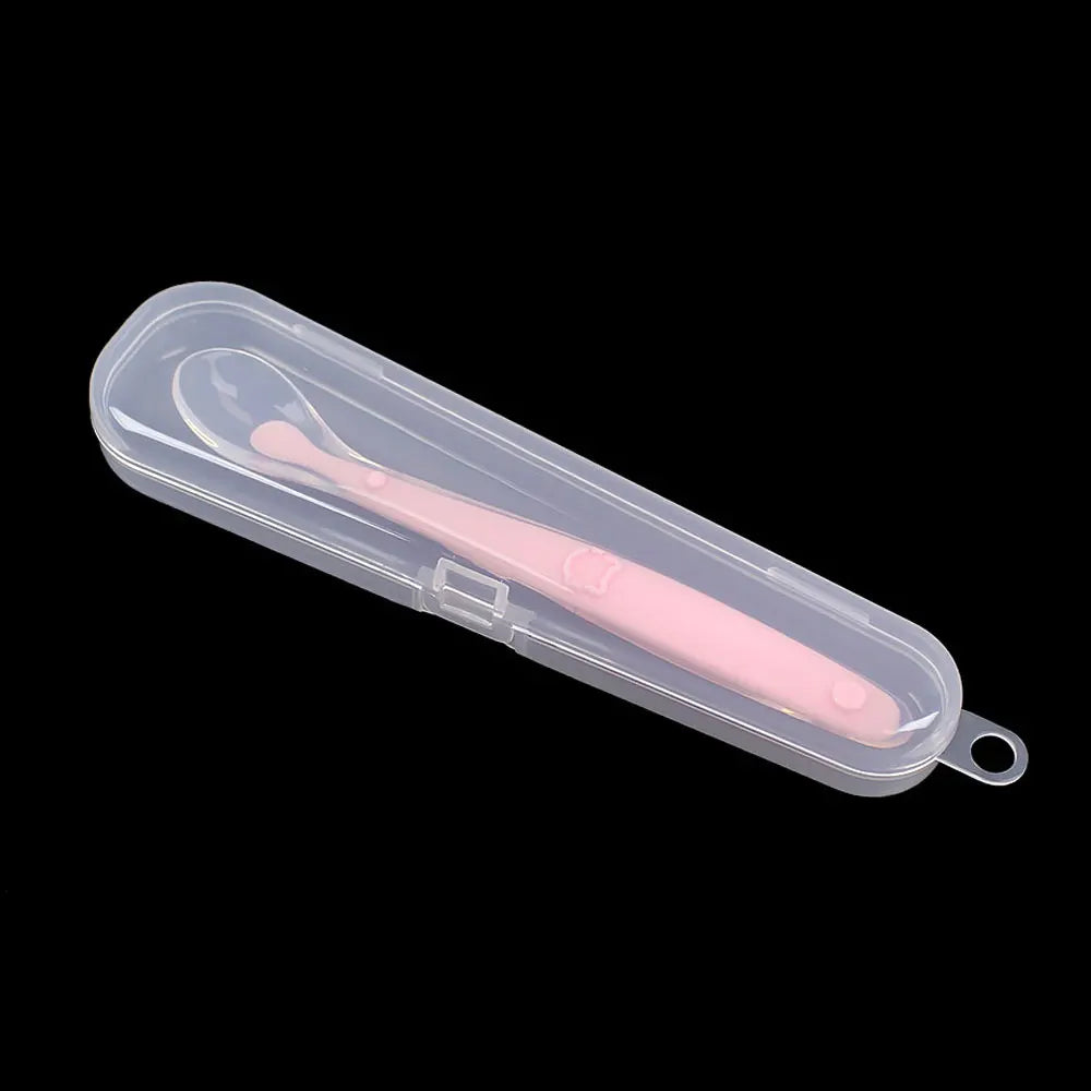 Silicone World Baby Complementary Food Silicone Spoon Training Spoon Soft Spoon Children's Feeding Tableware With Storage Box