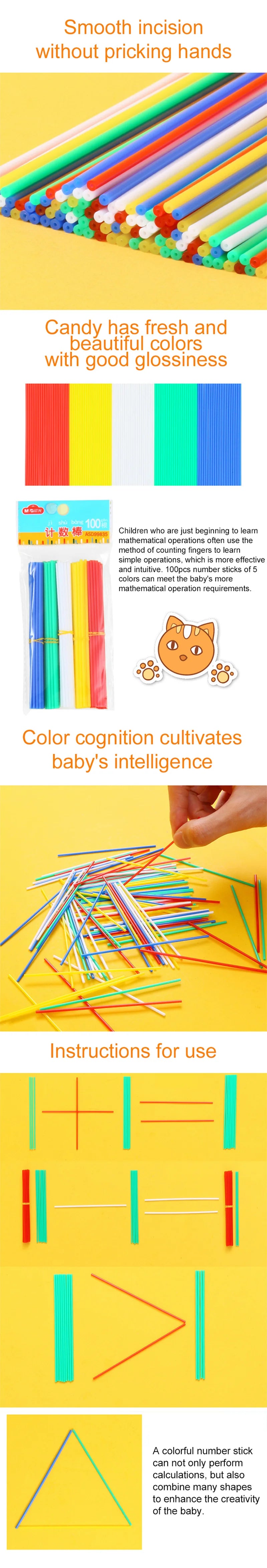 Counting Sticks Wooden/Plastic Lower Grades Mathematics Teaching Tools Office Educational Supplies Students Arithmetic Tool TMZ