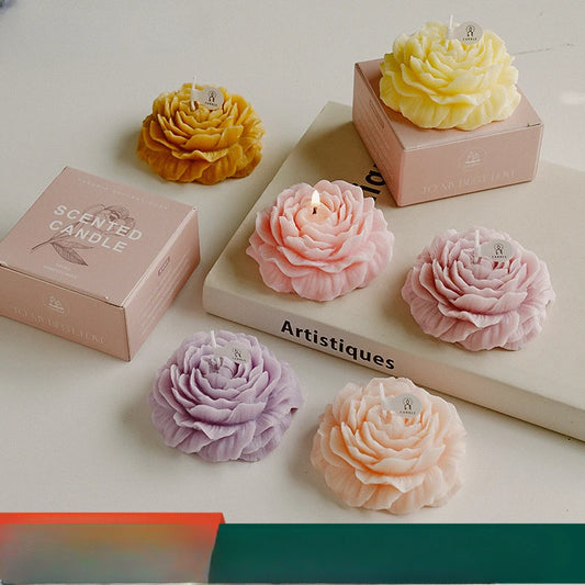 Peony Scented Candles, Handmade DIY Mini Floral Candles for Valentine's Day Gifts