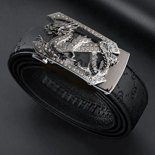 Men's belt, personalized belt. Dragon pattern belt, luxury designer belt, business belt, casual belt, automatic buckle belt