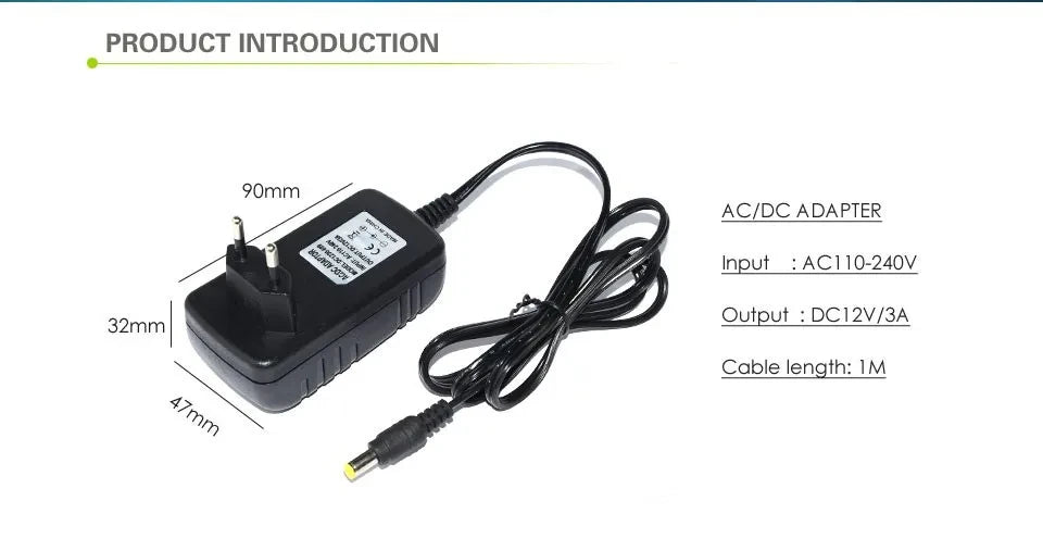 12 Volt Power Supply Transformer AC 110V 220V To DC 12V EU US Power Adapter Source Charger Converter DC12V 1A 2A 3A LED Driver