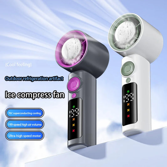 Electric Fan Handheld Fan 199 Gears High Speed Semiconductor Cooling Handheld Fan Mini Portable Folding USB Small Fan