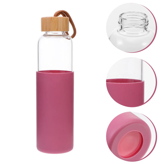 Outdoor Glass Cup Mini Water Bottles Student Water Bottles Portable Water Cup Drinking Cup With Bamboo Cover