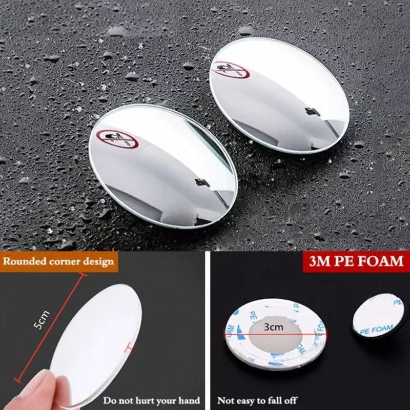 Car Small Round Mirrors Blind SpotRear View Mirror Auxiliary Reversing Parking Convex Mirror 360 Degree Adjustable 