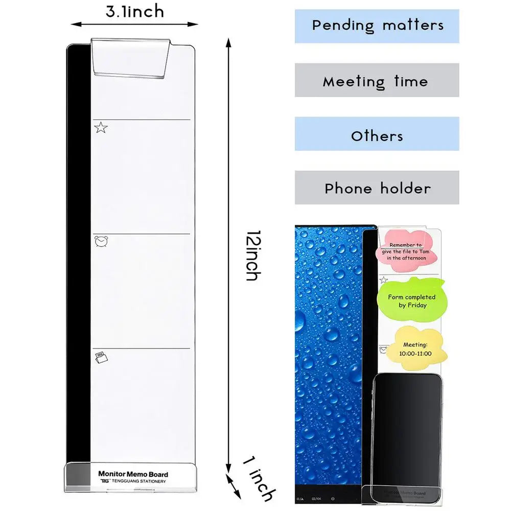 1pc Computer Monitor Memo Board Computer Message Board Office Supplies Computer Note Clip Home Office Desk Accessories Decor