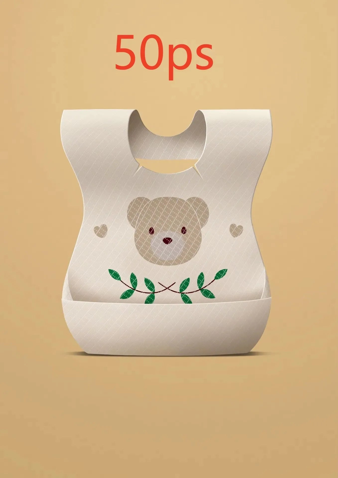 50-Pack Disposable Bibs for Babies Aged 6 Months to 2 Years Cartoon Bear Feeding Bib for Boy Girl Non-woven Drool Towel