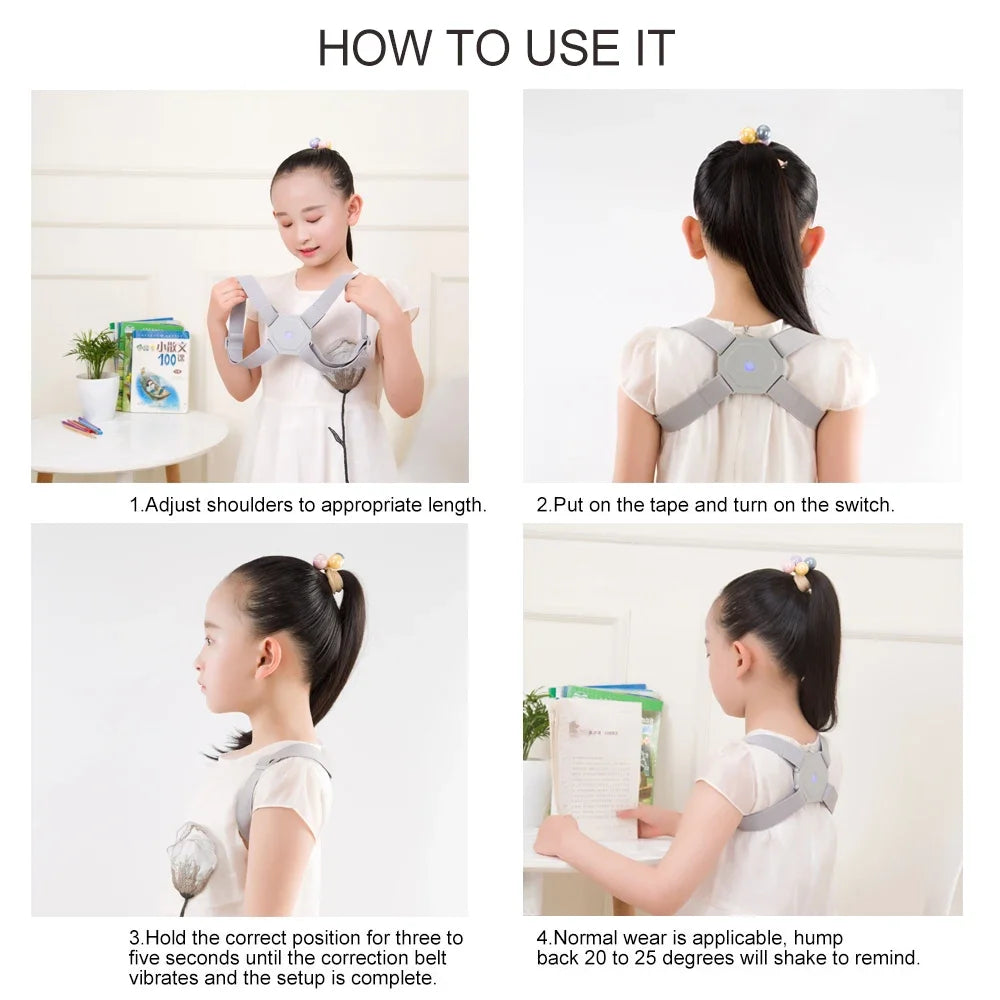 Smart Back Posture Corrector Spine Clavicle Brace Support Belt Vibration Shoulder Training Adjustable Adult Child Strap Health
