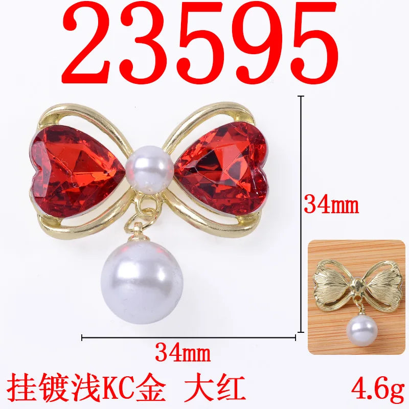 10pcs Sweet hair accessories hair rope alloy diy accessories hollow heart bow pearl pendant jewelry accessories