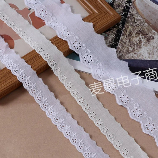 Beige White Floral Embroidery Cotton Lace Ribbon DIY Apparel Sewing & Fabric Handmade Crafts Material Lace Tape