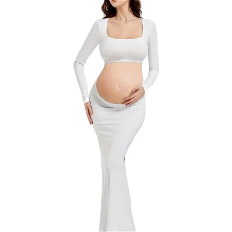 Maternity Dresses For Photoshoot Sexy Stretch Pregnancy Clothing Fishtail Skirt Backless and Abdominal Dress Floor Length Skirt