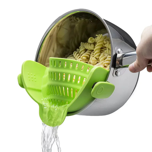 1pc Adjustable Silicone Clip-On Strainer for Pots, Pans, and Bowls - Handheld Drainer for Noodles, Pasta