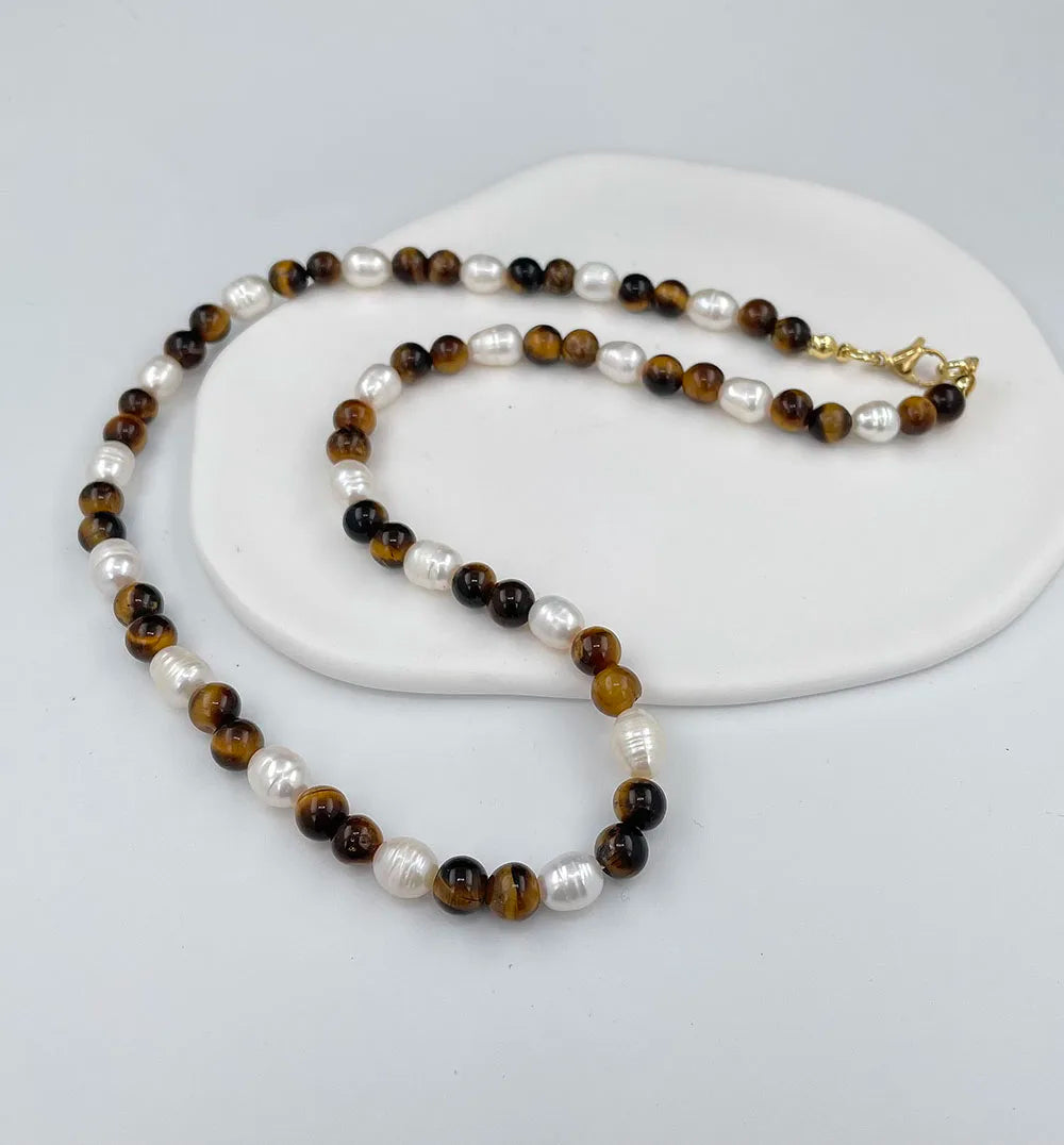 Unique design Pearl women's handmade pink colorful irregular gravel face necklace popular gift banquet party trendy charm.