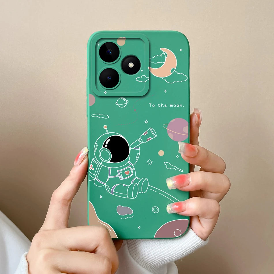 Case For Realme Note 50 Flower Painted Upgrade Lens Protection Soft Back Cover Model RMX3834 Liquid Silicone Phone Protectors