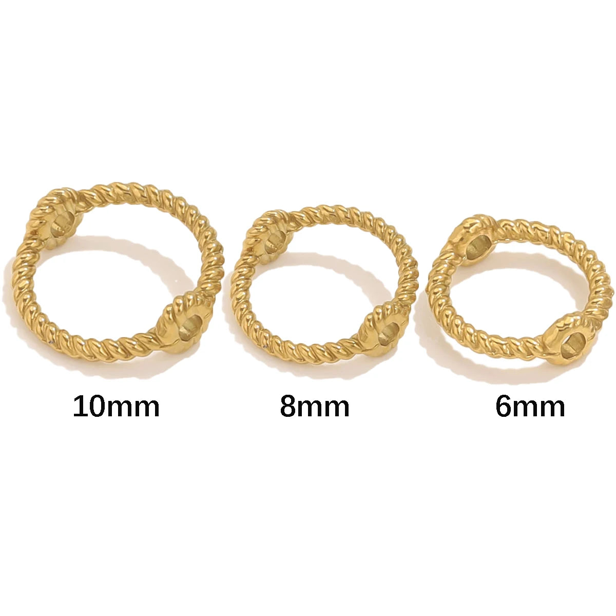 10pcs Stainless Steel 6 8 10mm Twisted Texture Round Jump Ring Personalized Fashion DIY Jewelry Accessories Wholesale