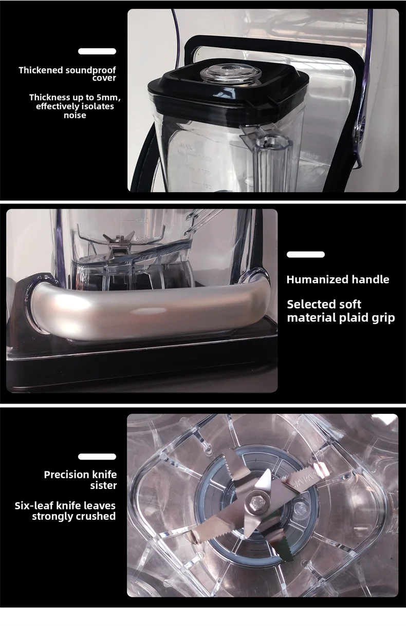 Wholesale 2L Blender for Business Household Smoothie Maker 23000r/min Stainless Steel Blade Restaurant Ice Blender Easy-Clean