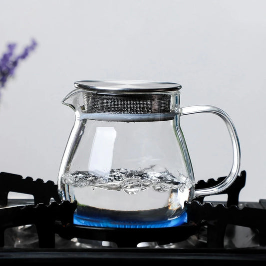 Heat Resistant Coffee Pot Hand Brewing Coffee Pot Steel Cover Transparent Sharing Pot Glass Brewing Pot With Handle