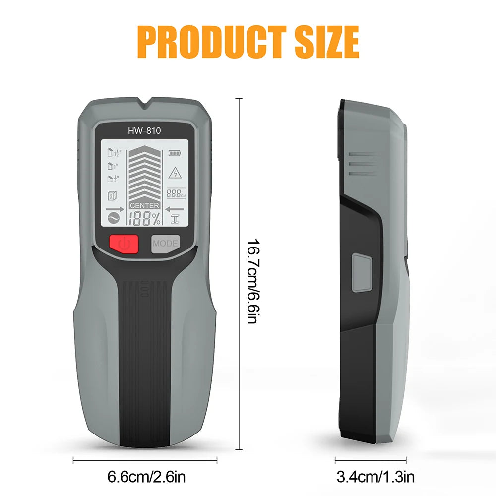 Handheld 6 in 1 Metal Detector Wall Finders Multifunction Wood Stud Finder Metal Pipes AC Wire Metal Depth Measure Floor Scanner