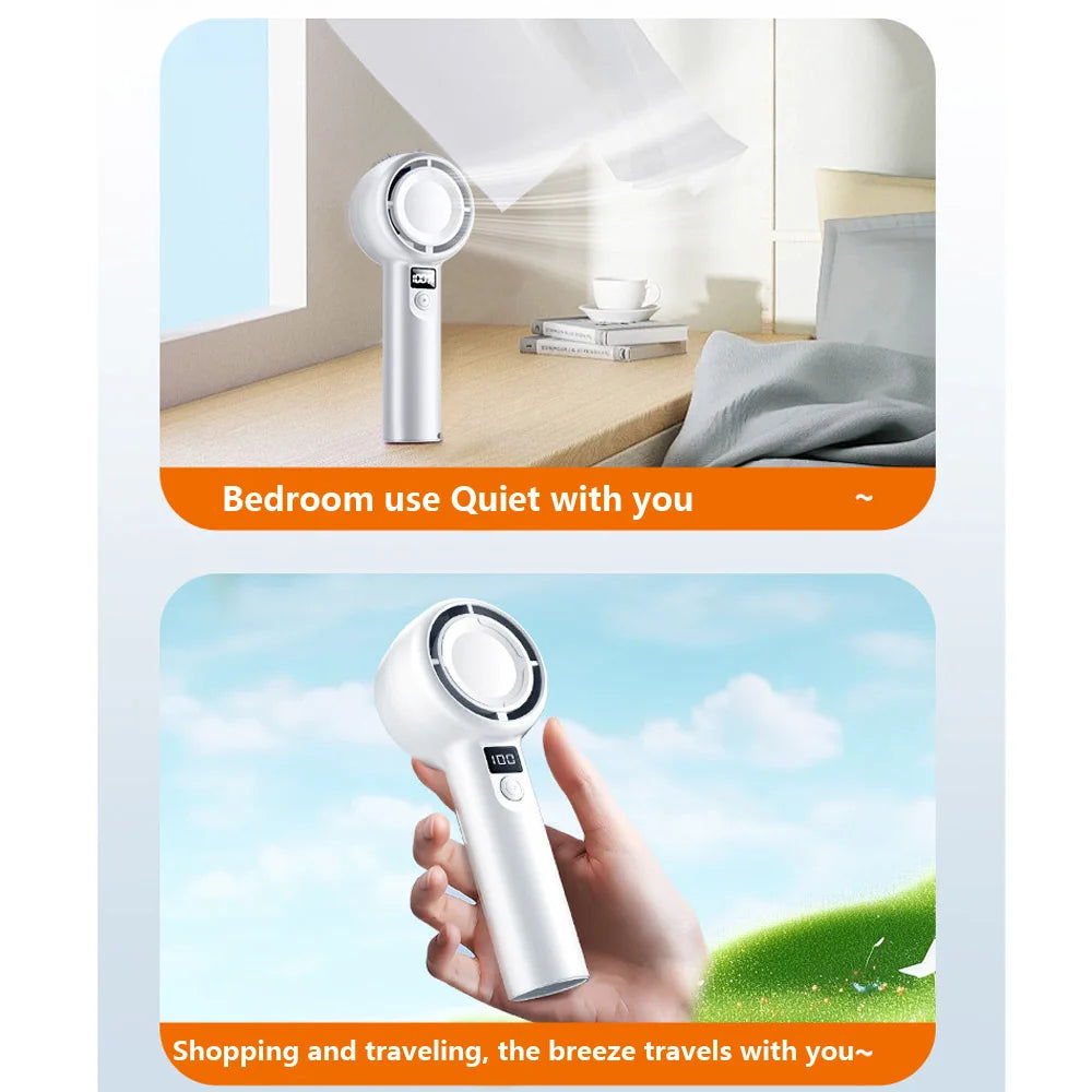 Portable Handheld Fan Small Cooling Fan USB Rechargeable Mute Cooler Handheld Fan Outdoors Mini Turbofan