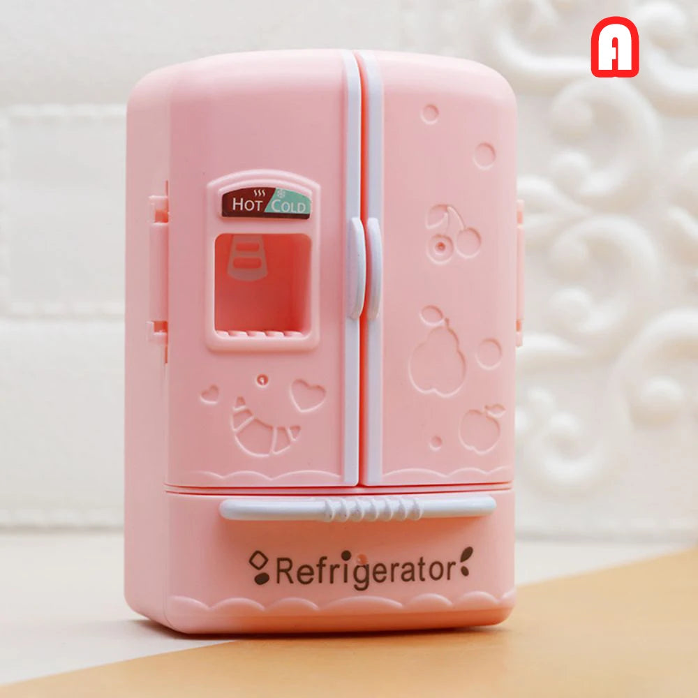 Cute Simulation Microfilm Furniture Double Door Refrigerator 1:12 Dollhouse Kitchen Model Decorations For Girl Birthday Gifts