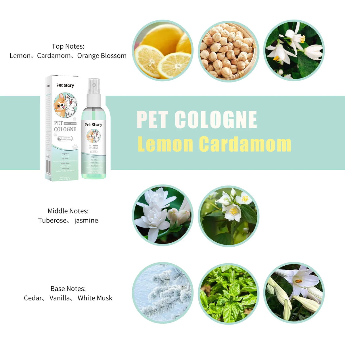 100ml Cruelty-Free Pet Perfume Odor Eliminator Cologne Spray Scented Private Label Calm Skin Deodorizing for Dog Cat