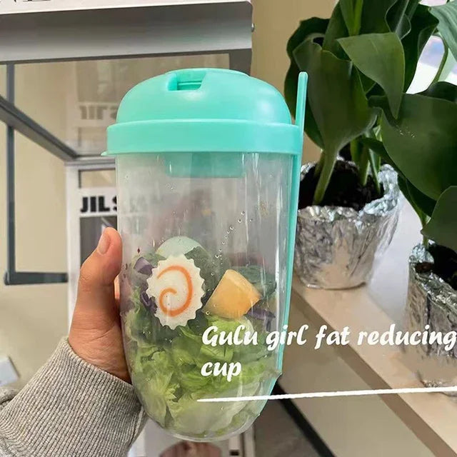 1PC/Portable Salad Cup Breakfast Salad Bowl with Fork School Lunch Box Food Storage Bento Box Yogurt Oatmeal Cereal Milk Cup