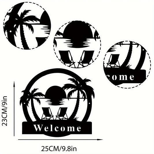 Outdoor Palm Trees Metal Sign, Metal Palm Trees Sign, Porch Decor, Family Sign for Front Door Backyard Sign Palm Tree Pool Sign