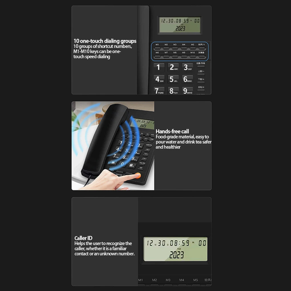 New Landline Telephone Desktop Telephone Fixed Telephone Caller Telephone Front Desk Home Office with Call Display Telephon