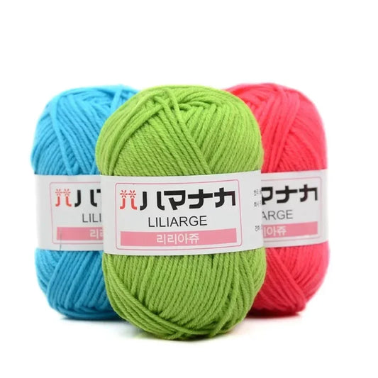Multi-purpose 25g/ball Milk Cotton Yarn for DIY, Handmade Crafts, Amigurumi, Hats, and Bags