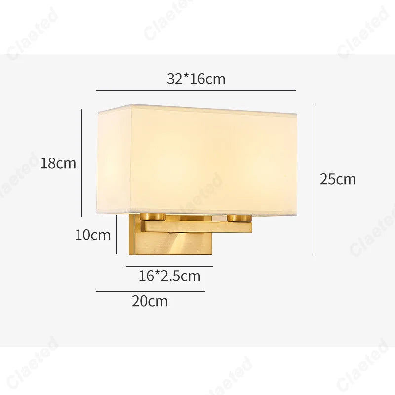 LED Fabric Lampshade E27 Decorative Wall Lamp Indoor Corridor Living Room Bedroom Bedside Wall Lamp Decorative Lighting Fixture