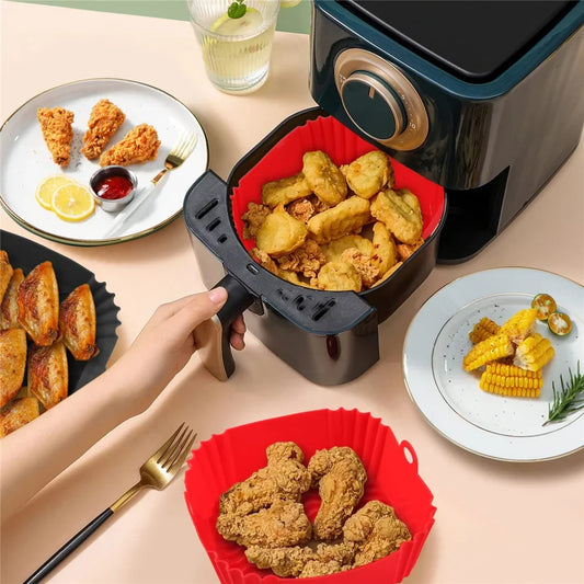 Silicone Air Fryer Liners Round Reusable Airfryer Basket Easy to Clean Air Fryers Silicone Pot Baking Tray Oven Accessories