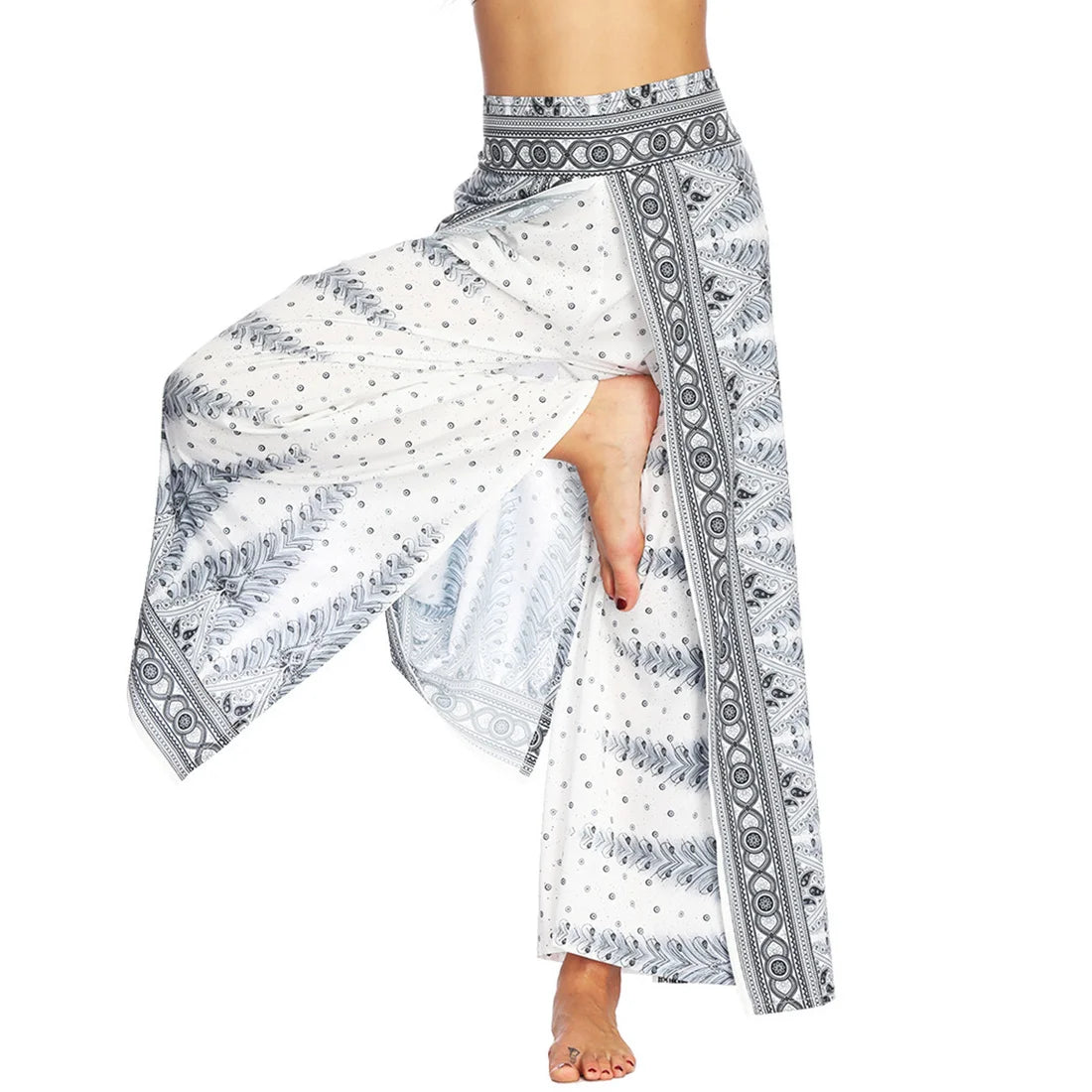 Boho Pants Wide Leg Palazzo Pants with Slits for Women Flowy Hippie Dance Pants,Bohemian Gypsy Yoga Pants