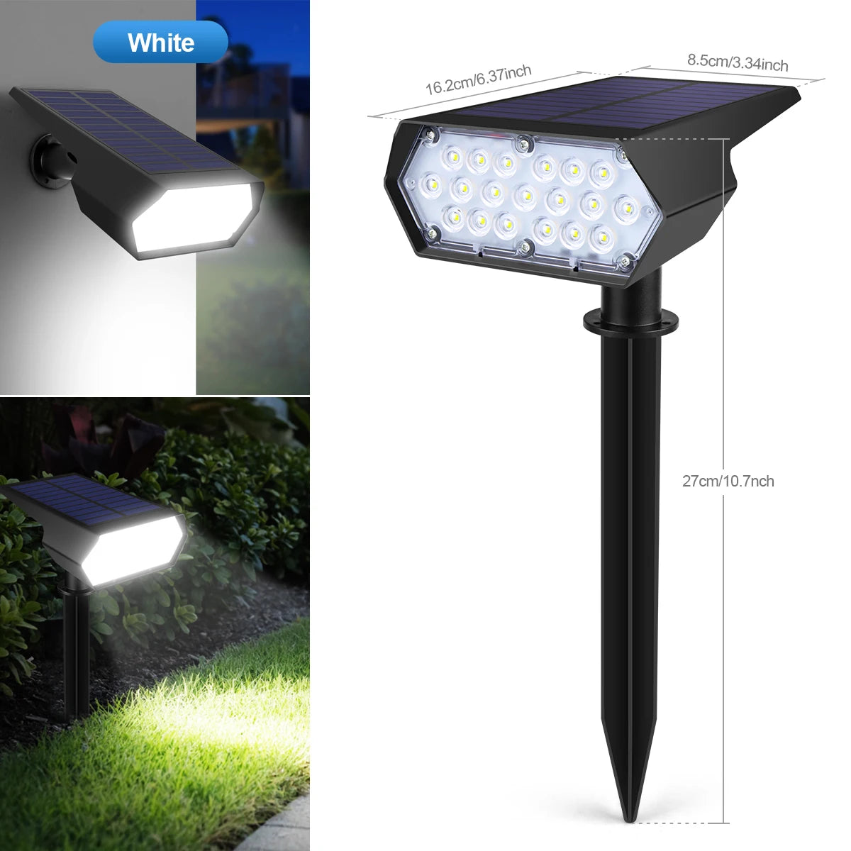LED Outdside Lighting Light Sensor Garden Park Night Decor Lawn Pathway Solar Spotlight Walkawy Lamp White/Warm White Lights 