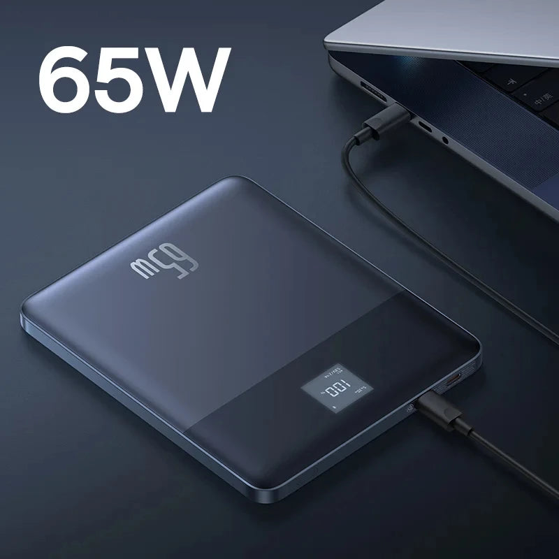Baseus Power Bank 65W 12000mAh PD Fast Charging Digital Remaining Battery for iPhone 16 Pro Max Huawei Sumsang Notebooks Laptops