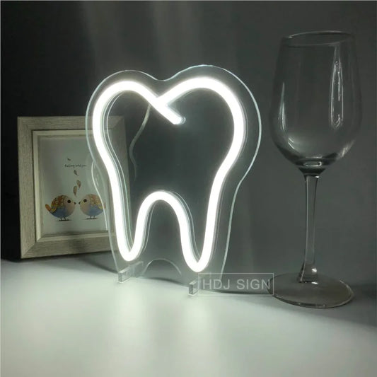 Tooth LED Neon Light Party Table Lamp Neon Sign for Shop Window Art Room Decor Neon Lights Colorful Night Light Room Decor