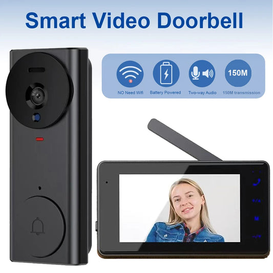 Intelligent Video Doorbell | 480P Display | Dual Audio | No WiFi Needed | Easy Button Control | Rechargeable Lithium Battery | I