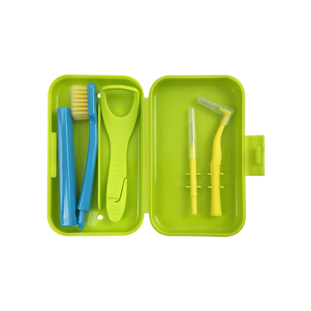 Portable Toothbrush Box Orthodontic Oral Hygiene Tools Kits Interdental Brush Tongue Scraper Travel Toothbrush Teeth Whitening