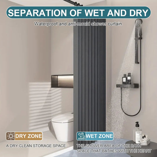 Foldable Magnetic Shower Curtain Waterproof Bath Curtain with 12/14 Hooks Bathroom Curtain Modern Bathroom Curtain for Bathroom