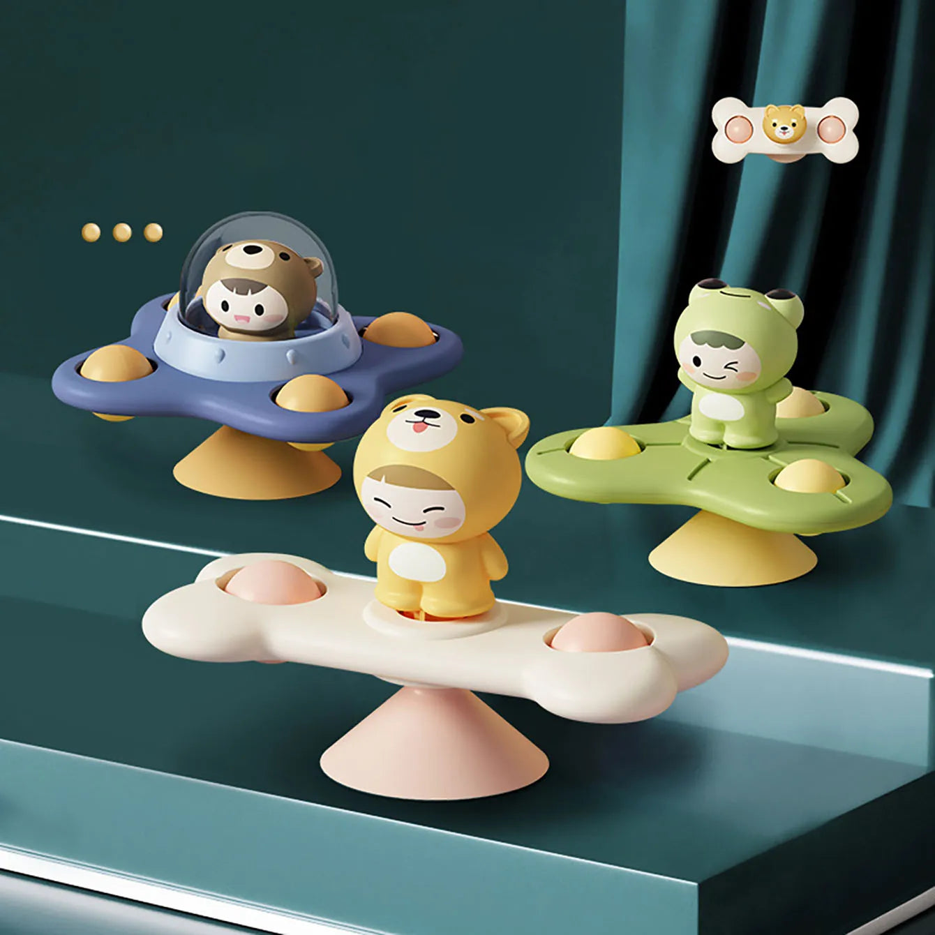 Baby Soothe Toy Cartoon Airplane Soothe Baby Artifact Baby Bath Fun Sucker Spinner Early Education Table Games