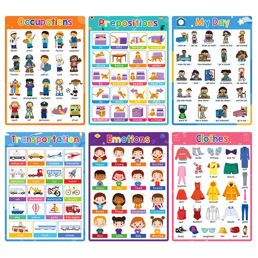 Educational Posters for Preschool Kids English Words Learning Charts Teaching Aids Classroom Decoration Big Card Montessori