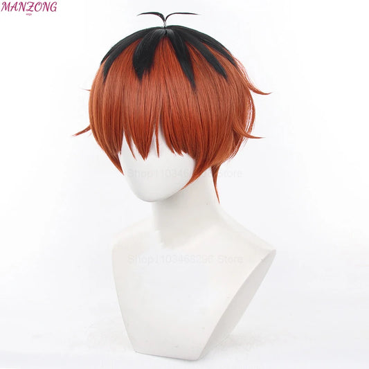 Scalp Top! Stark Cosplay Wig 30cm Black Orange Brown Wig Cosplay Anime Cosplay Wigs Heat Resistant Synthetic Wigs