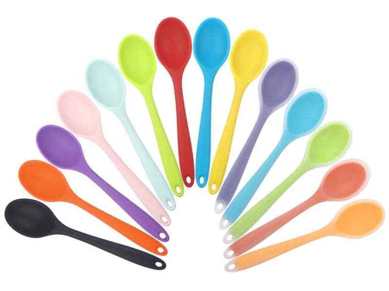 Silicone Spoon Integrated Rice Spoon Multicolor Silica Gel Salad Spoon Cake Baking Spoon Kitchen Cooking Spoon Kitchen Tools