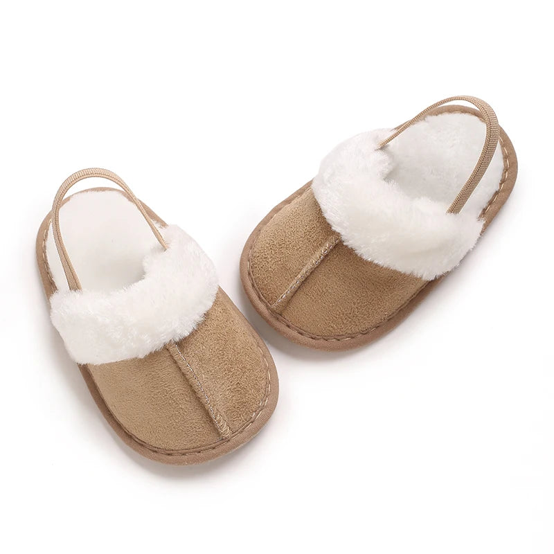 Cute Slippers for Babies Aged 0-18 Months, Suitable for Autumn And, Featuring Plush Lining for Warmth, Soft Soles for Comfort, A