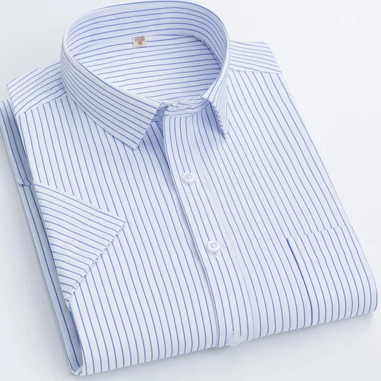 Men's short-sleeved shirt casual non-ironing anti-wrinkle spring summer shirt top high-quality slim-fit formal wear to work