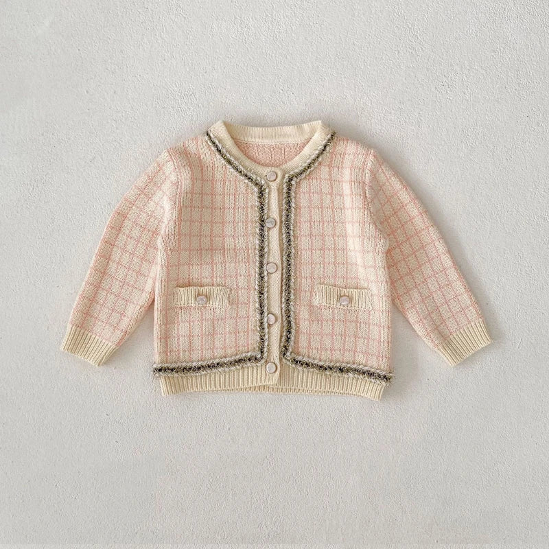 New autumn clothing for babies aged 0-3, featuring a plaid small fragrant style long sleeved sweater and jumpsuit
