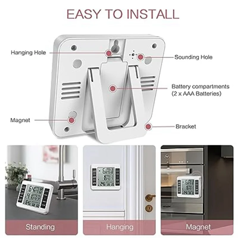 A25F-Wireless Refrigerator Thermometer Digital Freezer Thermometer Temperature Monitor with 2 Sensors for Indoor Outdoor