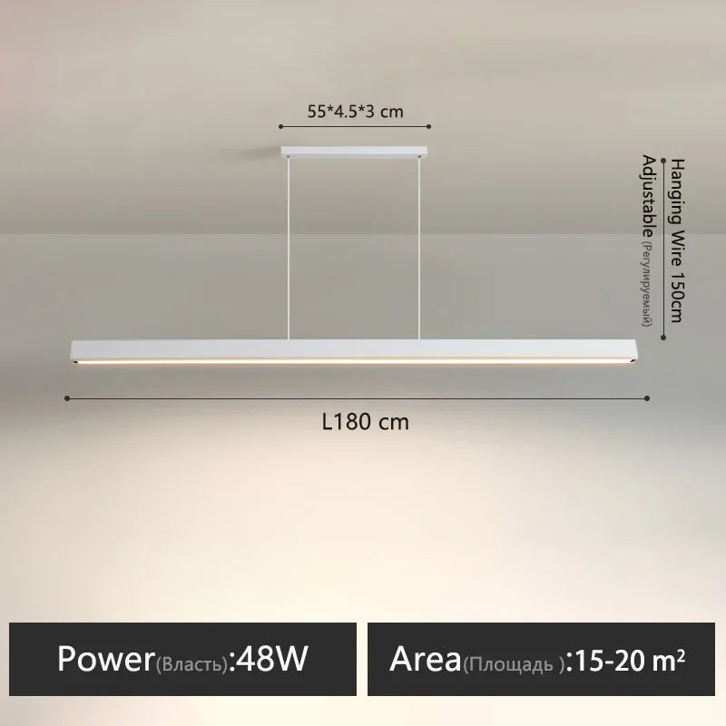 One word minimalist dining room chandelier modern long strip dining table lamp luxury dining room bar table lamp office light