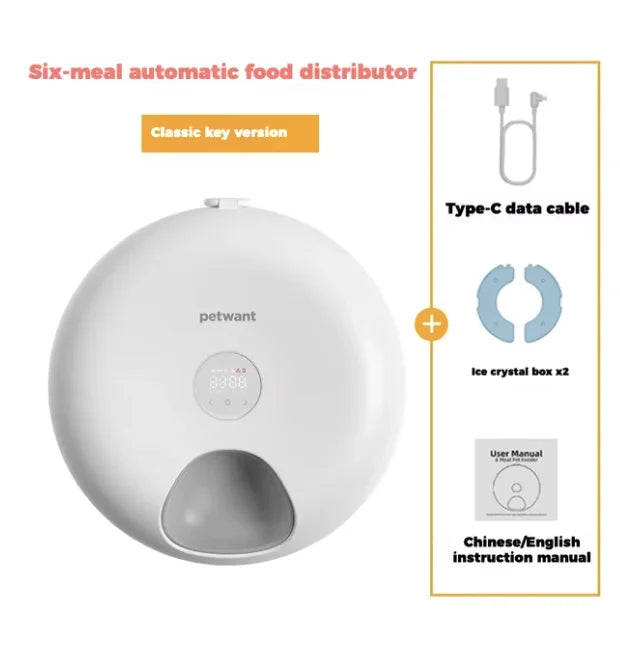6 Meals Automatic Pet Feeder Smart Cat Food Dispenser For Wet & Dry Food Kibble Dispenser Accessories