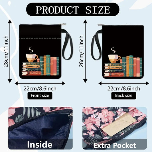 1 pc Book Sleeve Coffee Book Covers Book Pattern Black Book Protector for Paperbacks Washable Fabric Cloth Book Cover